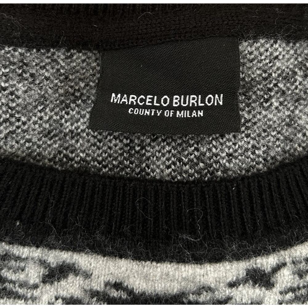 Marcelo Burlon Heumules Black Wool Nordic Print Sweater Size Large (Felted) - Picture 6 of 8